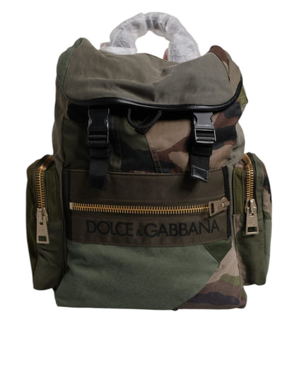 Military Green Patchwork Travel Backpack Bag-Dolce & Gabbana-LabelTerrace.com