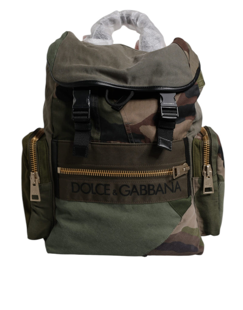 Military Green Patchwork Travel Backpack Bag-Dolce & Gabbana-LabelTerrace.com