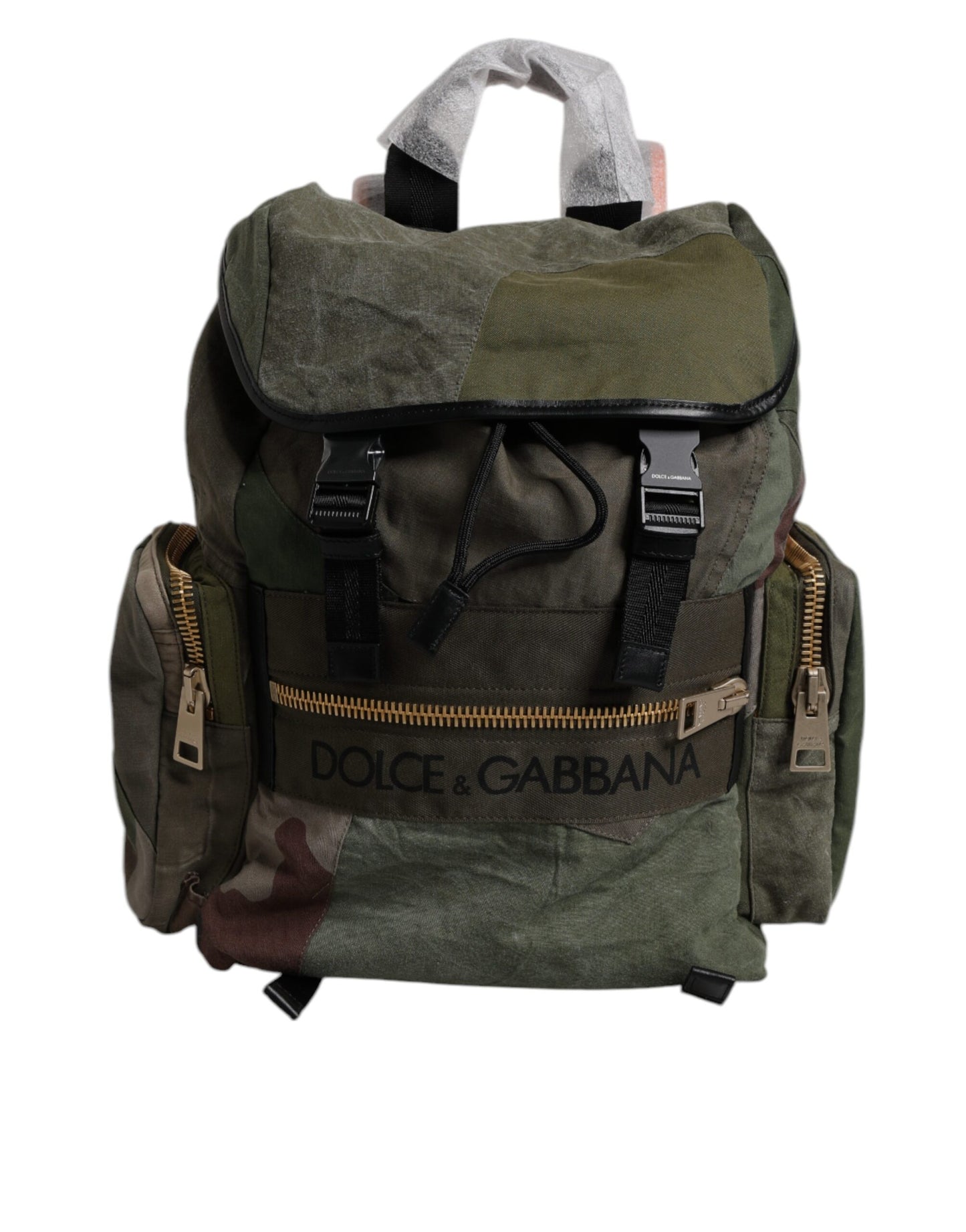 Military Green Patchwork Travel Backpack Bag-Dolce & Gabbana-LabelTerrace.com