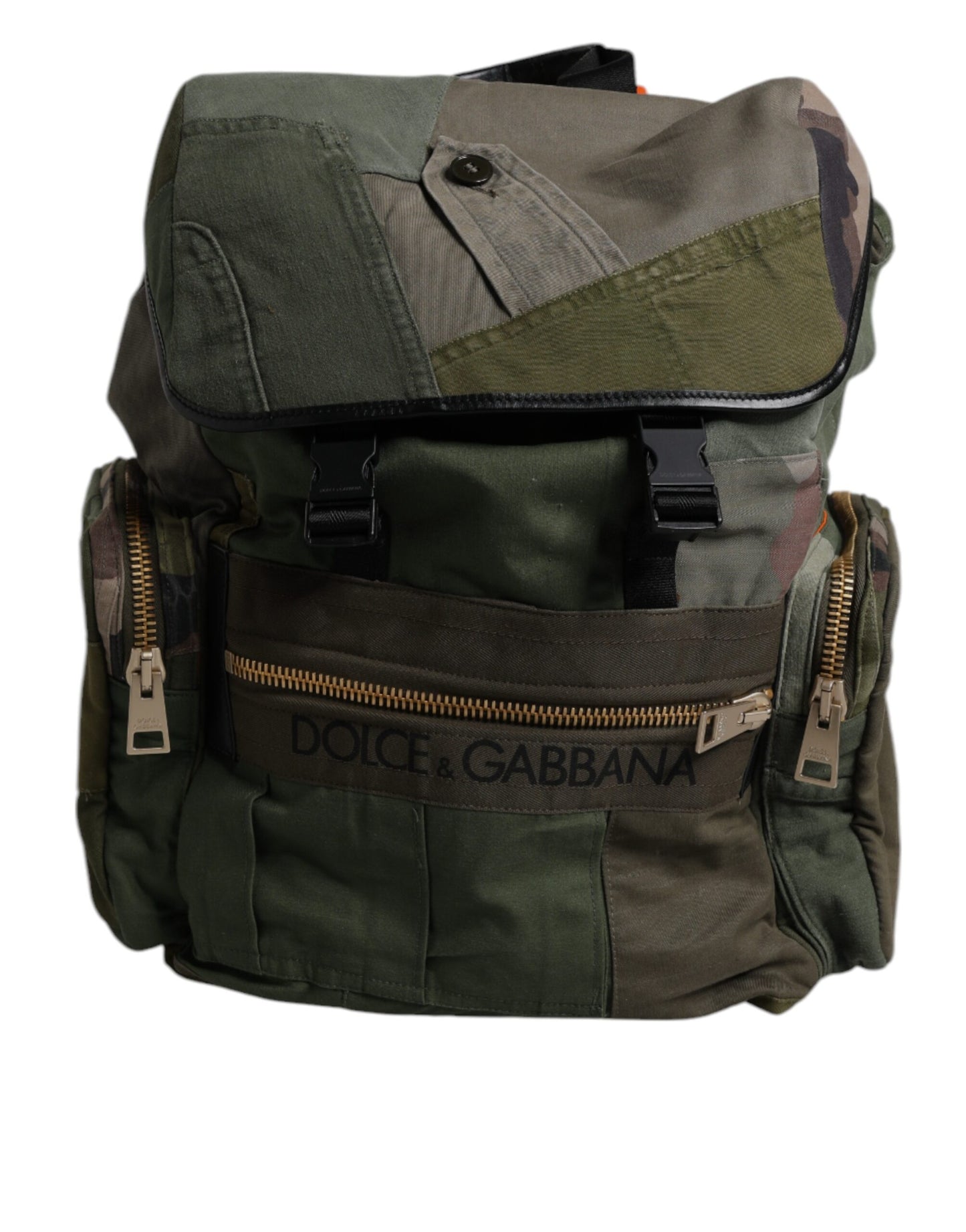 Military Green Patchwork Travel Backpack Bag-Dolce & Gabbana-LabelTerrace.com