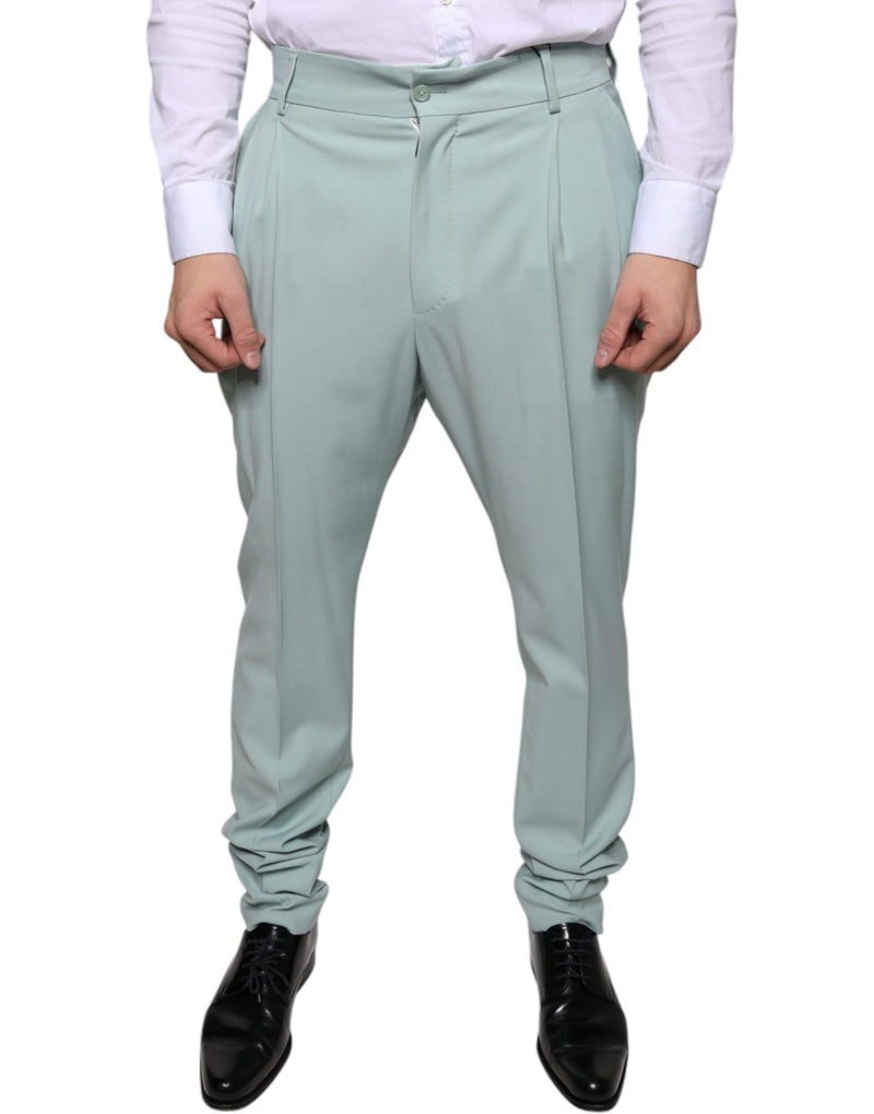 Mint Green Cotton Dress Pants-Dolce & Gabbana-LabelTerrace.com