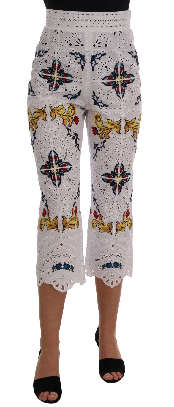 Mulicolor Majolica Cutout Capri Pants-Dolce & Gabbana-LabelTerrace.com