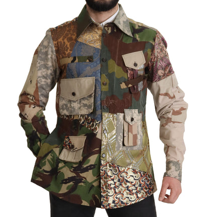 Multicolor Button Down Patchwork Shirt