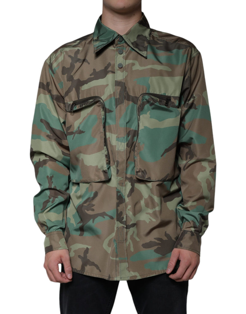 Multicolor Camouflage Button Down Shirt-Dolce & Gabbana-LabelTerrace.com