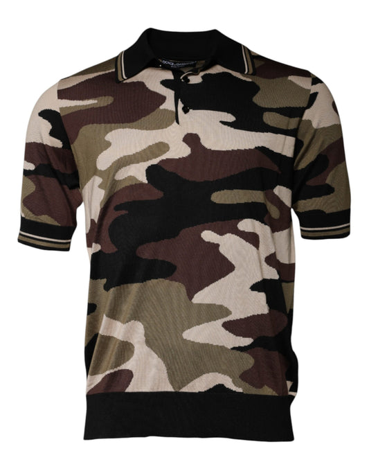 Multicolor Camouflage Collared Polo T-shirt-Dolce & Gabbana-LabelTerrace.com