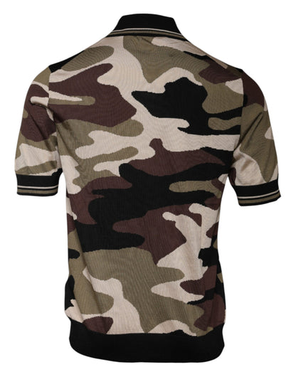 Multicolor Camouflage Collared Polo T-shirt-Dolce & Gabbana-LabelTerrace.com