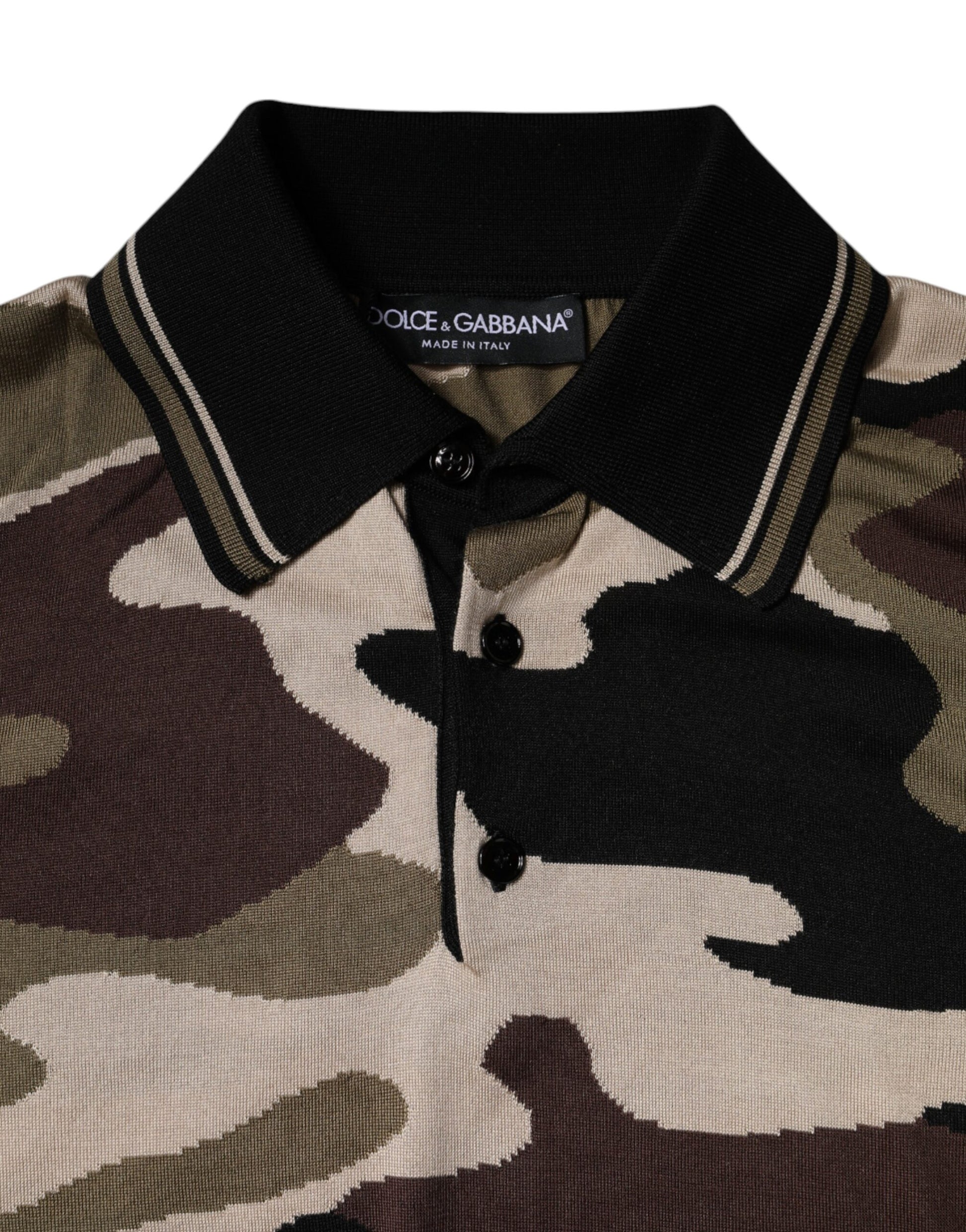 Multicolor Camouflage Collared Polo T-shirt-Dolce & Gabbana-LabelTerrace.com