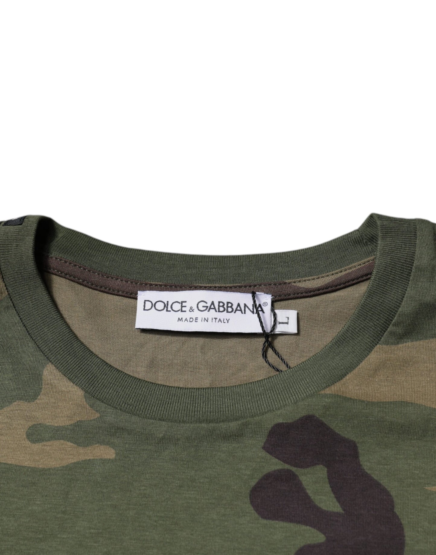 Multicolor Camouflage Cotton Crew Neck T-shirt-Dolce & Gabbana-LabelTerrace.com