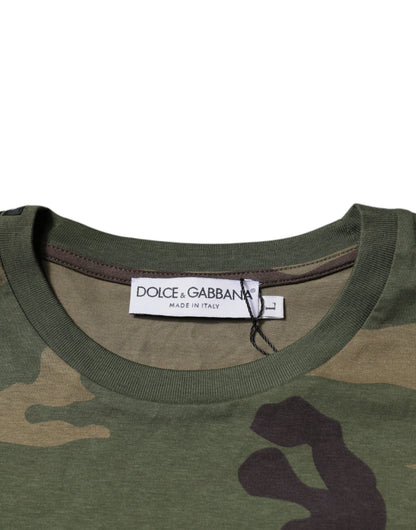 Multicolor Camouflage Cotton Crew Neck T-shirt-Dolce & Gabbana-LabelTerrace.com
