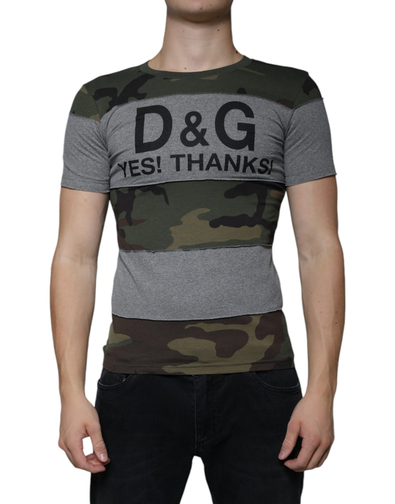 Multicolor Camouflage Cotton Crew Neck T-shirt-Dolce & Gabbana-LabelTerrace.com
