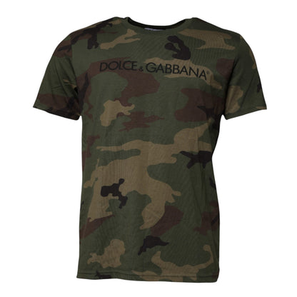 Multicolor Camouflage Cotton Crew Neck T-shirt-Dolce & Gabbana-LabelTerrace.com
