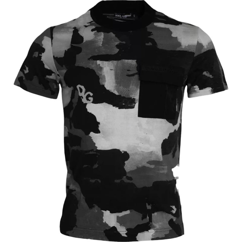 Multicolor Camouflage Cotton Crewneck T-shirt-Dolce & Gabbana-LabelTerrace.com