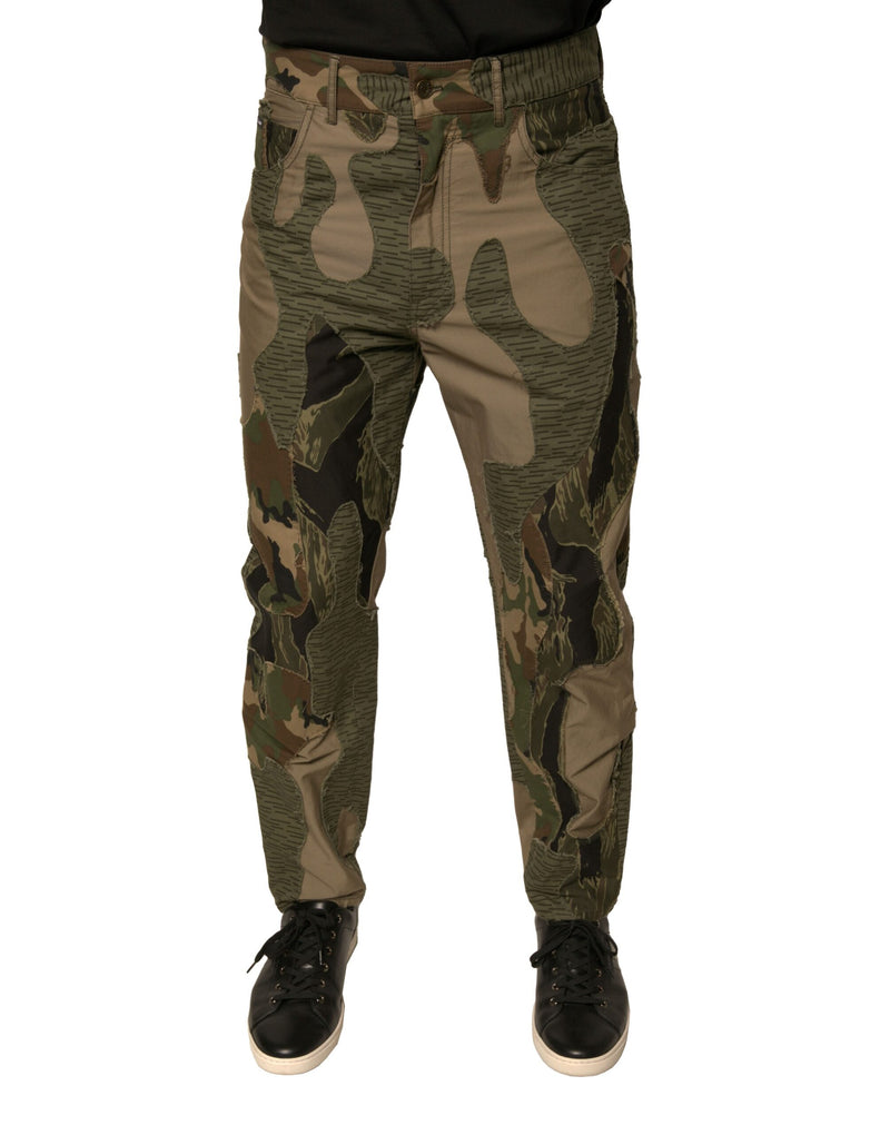 Multicolor Camouflage Cotton Pants-Dolce & Gabbana-LabelTerrace.com