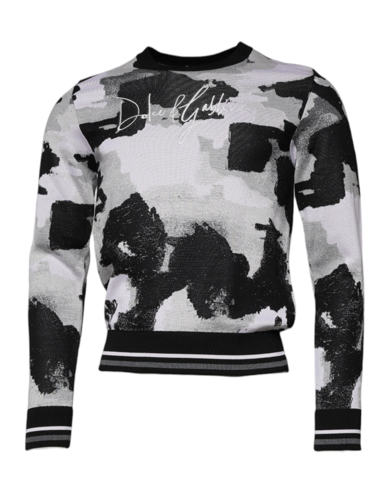Multicolor Camouflage Crew Neck Men Pullover Sweater-Dolce & Gabbana-LabelTerrace.com