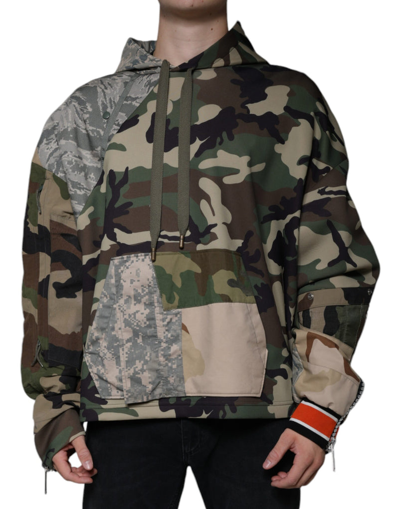 Multicolor Camouflage Hooded Sweatshirt Sweater-Dolce & Gabbana-LabelTerrace.com