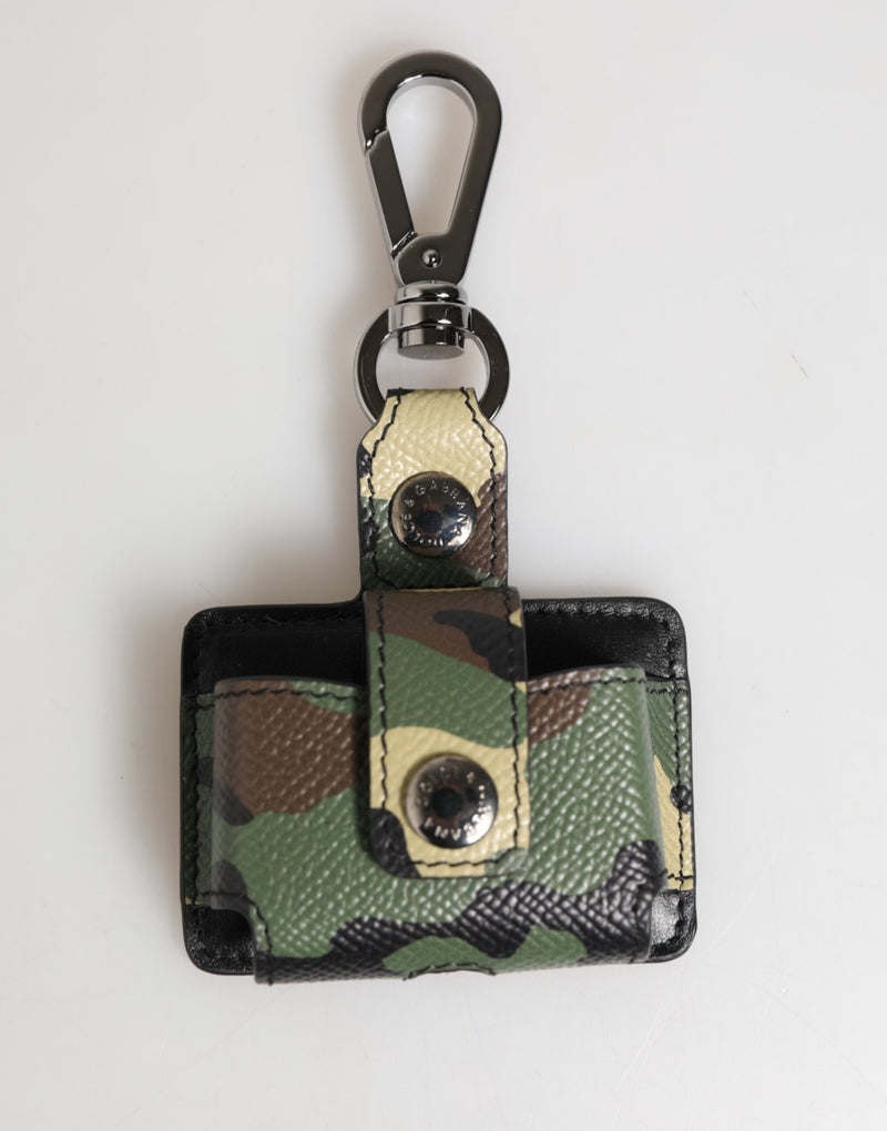 Multicolor Camouflage Leather Metal Accessory Airpods Case-Dolce & Gabbana-LabelTerrace.com
