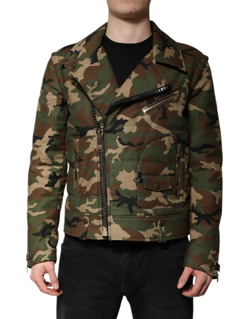 Multicolor Camouflage Nylon Biker Jacket-Dolce & Gabbana-LabelTerrace.com