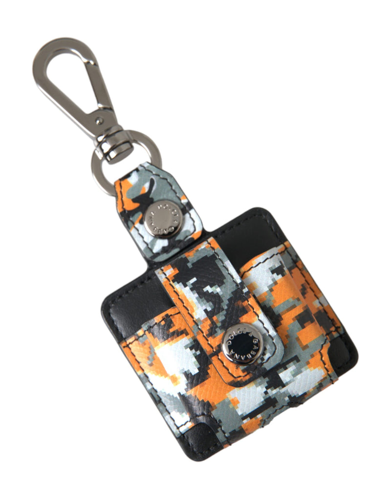 Multicolor Camouflage Print Leather Logo Metal Airpods Case-Dolce & Gabbana-LabelTerrace.com