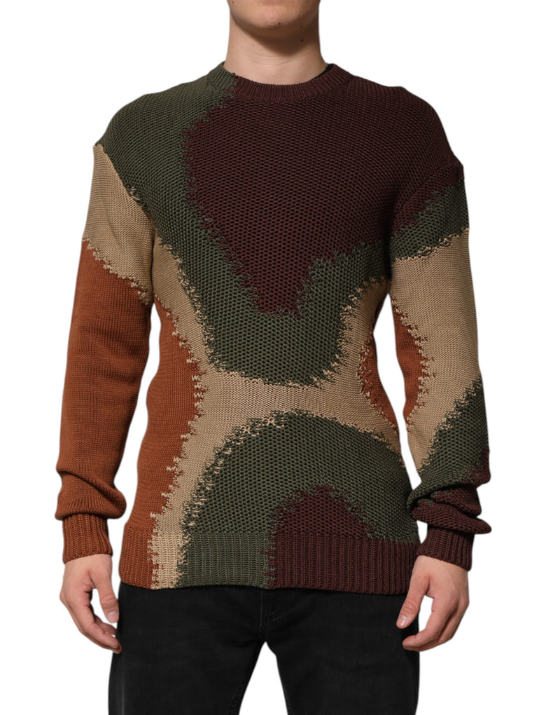 Multicolor Cotton Abstract Men Pullover Sweater-Dolce & Gabbana-LabelTerrace.com