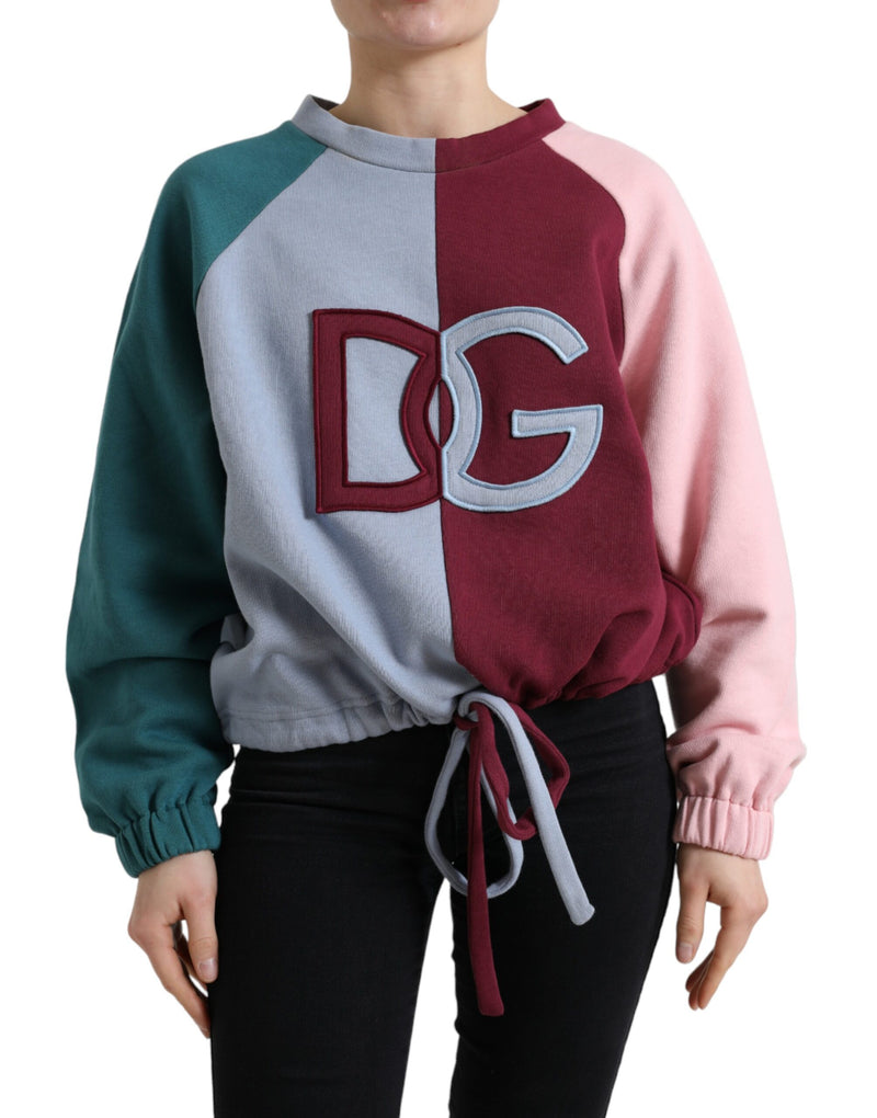 Multicolor Cotton Crew Neck Pullover Sweater-Dolce & Gabbana-LabelTerrace.com