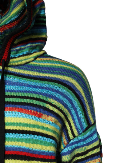 Multicolor Cotton Hooded Pullover Sweater-Dolce & Gabbana-LabelTerrace.com