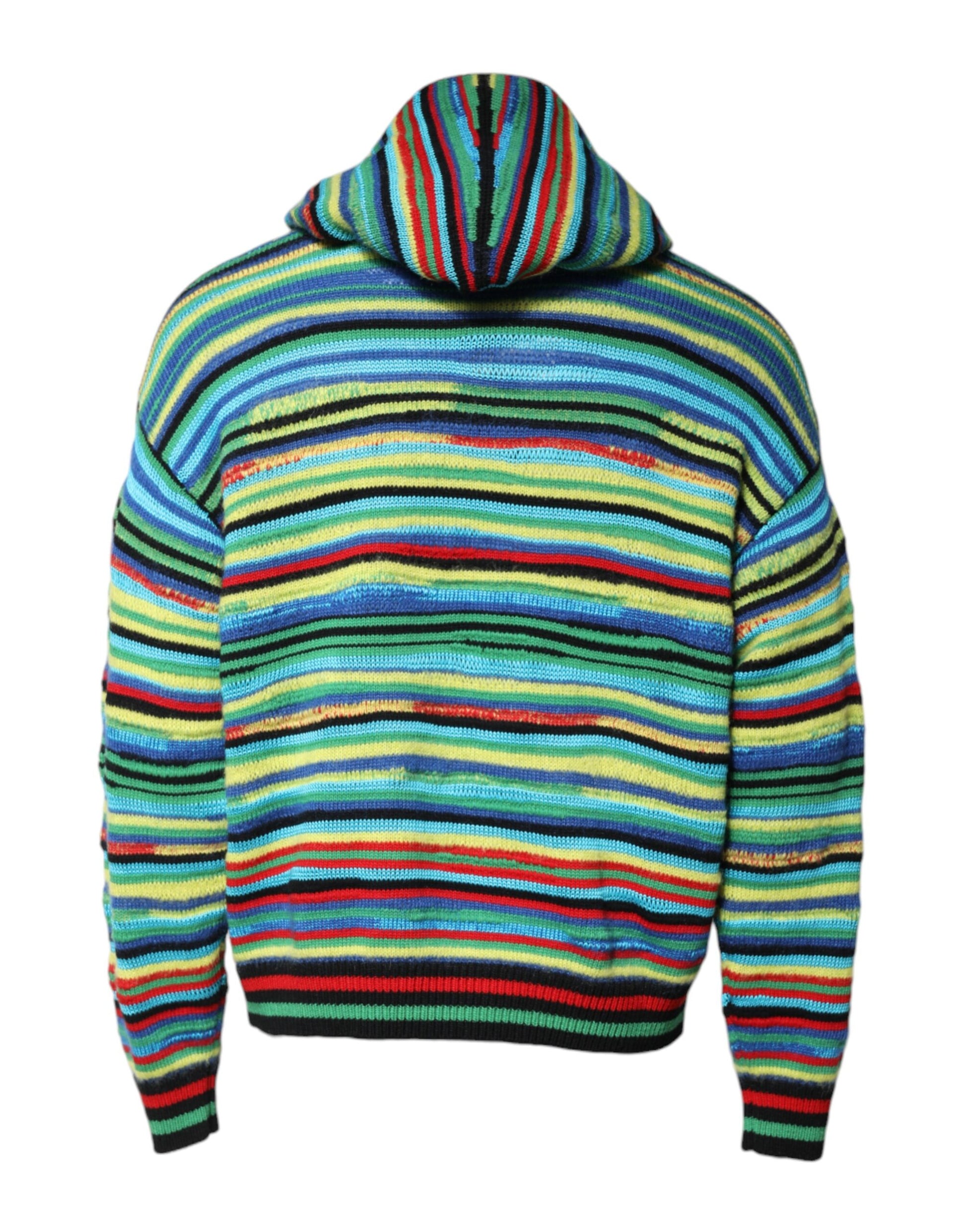Multicolor Cotton Hooded Pullover Sweater-Dolce & Gabbana-LabelTerrace.com