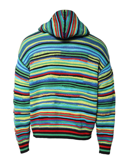 Multicolor Cotton Hooded Pullover Sweater-Dolce & Gabbana-LabelTerrace.com