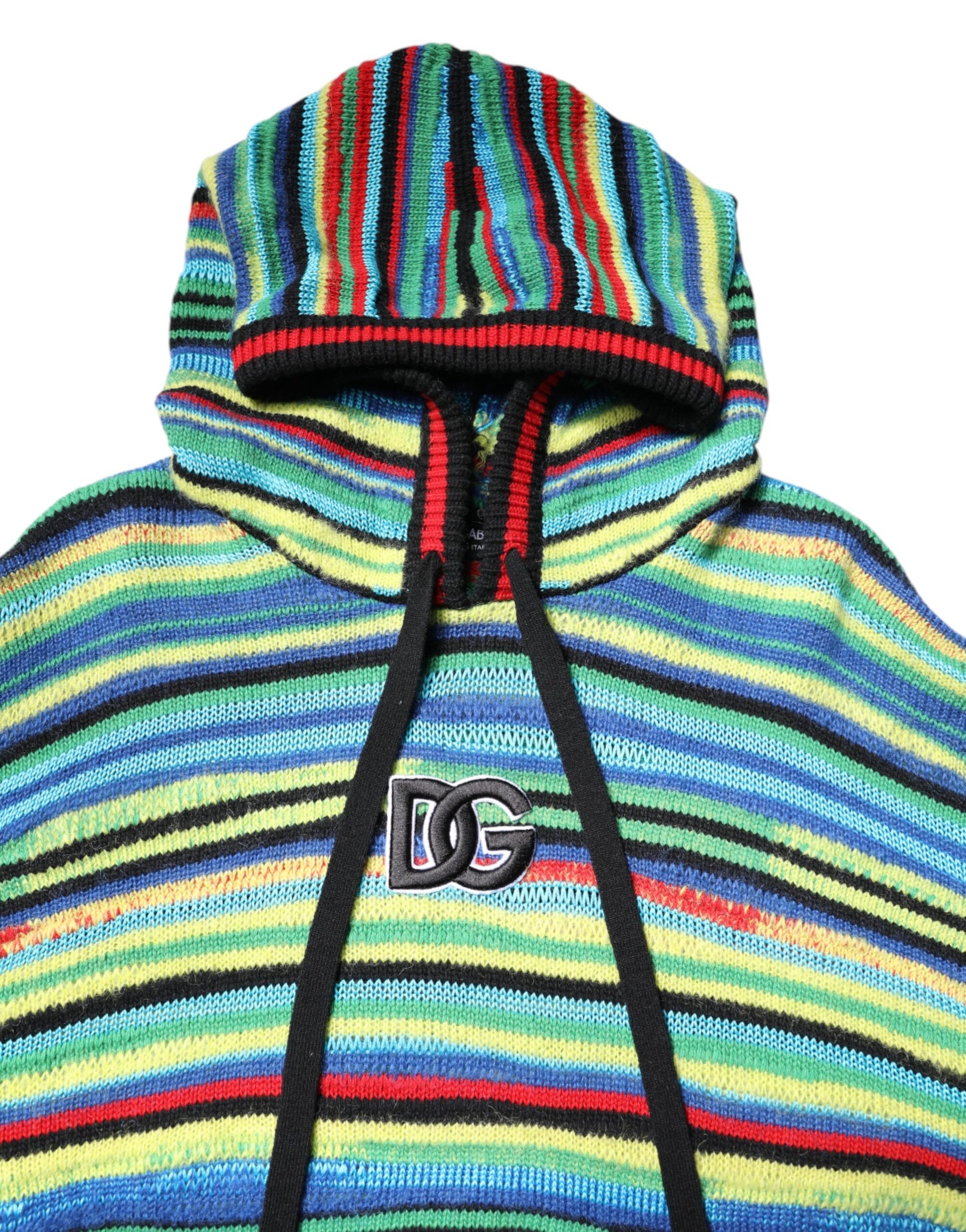 Multicolor Cotton Hooded Pullover Sweater-Dolce & Gabbana-LabelTerrace.com
