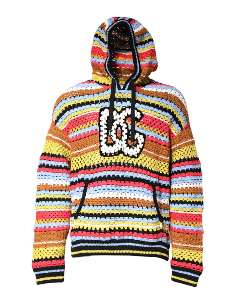 Multicolor Cotton Hooded Pullover Sweater-Dolce & Gabbana-LabelTerrace.com