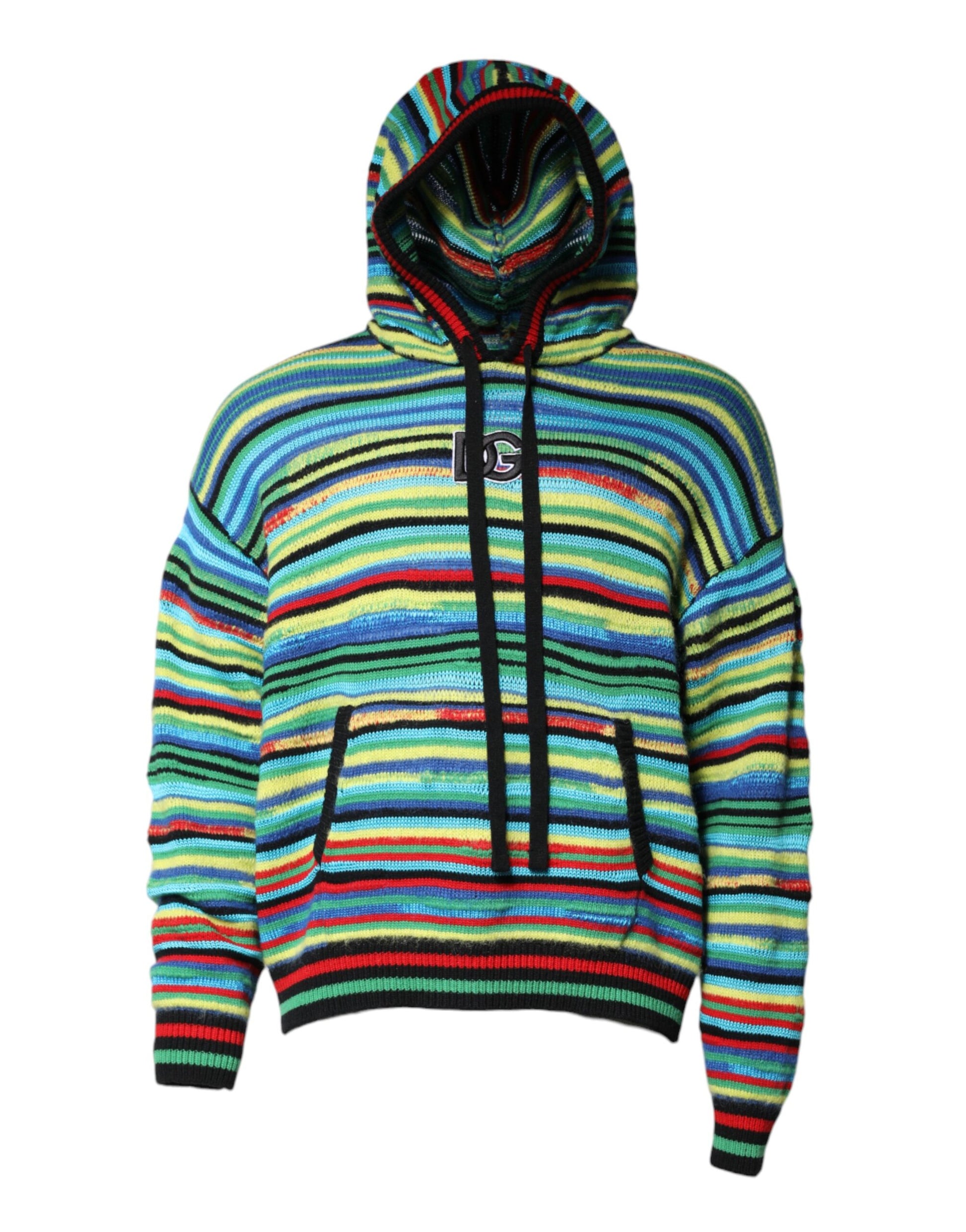 Multicolor Cotton Hooded Pullover Sweater-Dolce & Gabbana-LabelTerrace.com