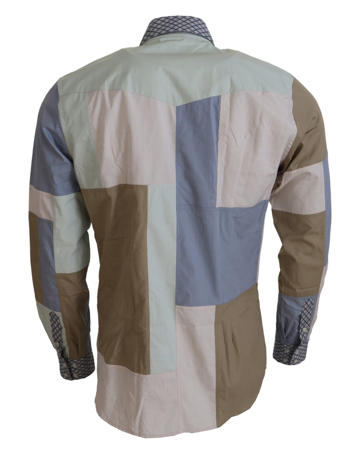 Multicolor Cotton Patchwork Slim Shirt-Dolce & Gabbana-LabelTerrace.com