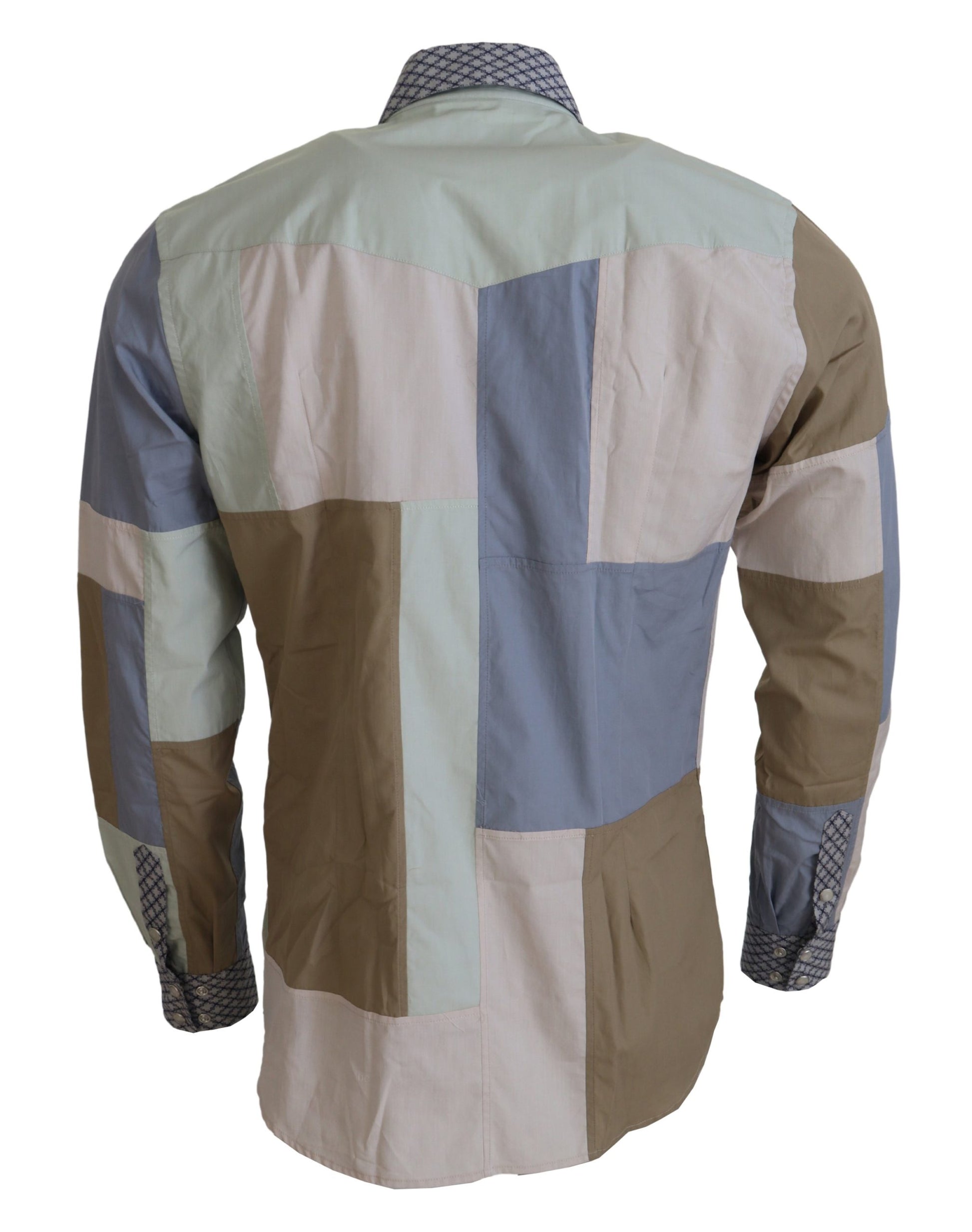 Multicolor Cotton Patchwork Slim Shirt-Dolce & Gabbana-LabelTerrace.com