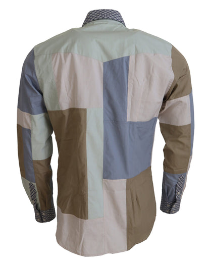 Multicolor Cotton Patchwork Slim Shirt-Dolce & Gabbana-LabelTerrace.com