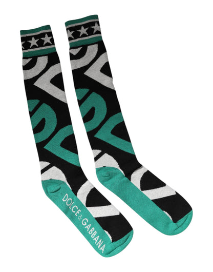 Multicolor Cotton Stretch Over Calf Socks-Dolce & Gabbana-LabelTerrace.com