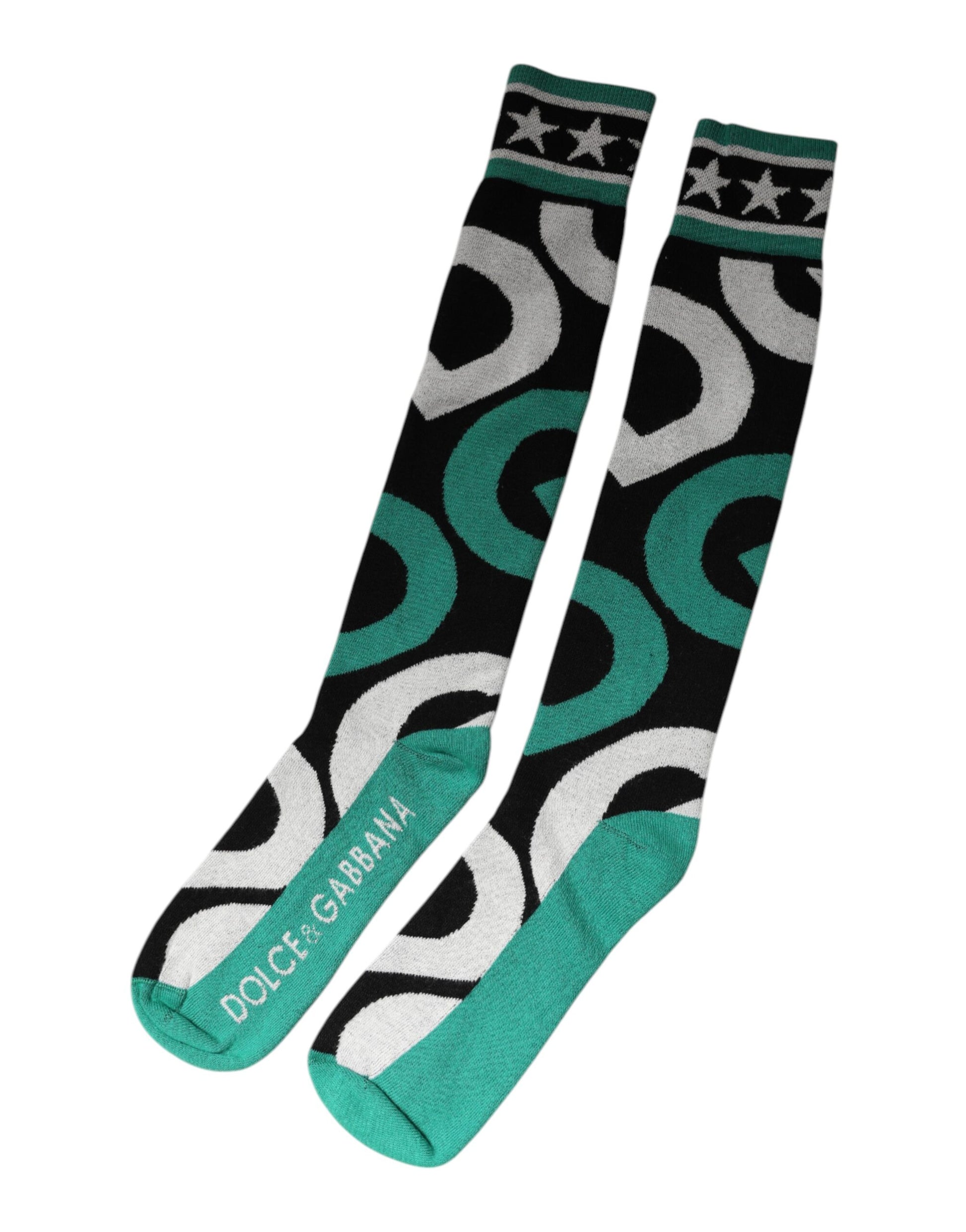 Multicolor Cotton Stretch Over Calf Socks-Dolce & Gabbana-LabelTerrace.com