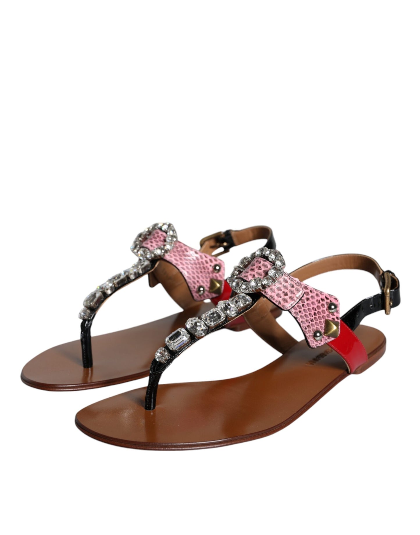 Multicolor Crystal Sandals Flip Flops Shoes-Dolce & Gabbana-LabelTerrace.com