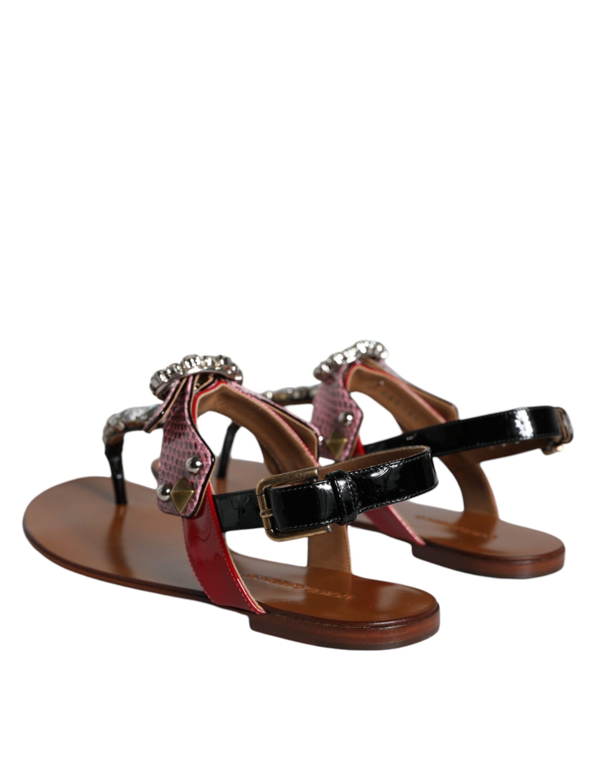 Multicolor Crystal Sandals Flip Flops Shoes-Dolce & Gabbana-LabelTerrace.com