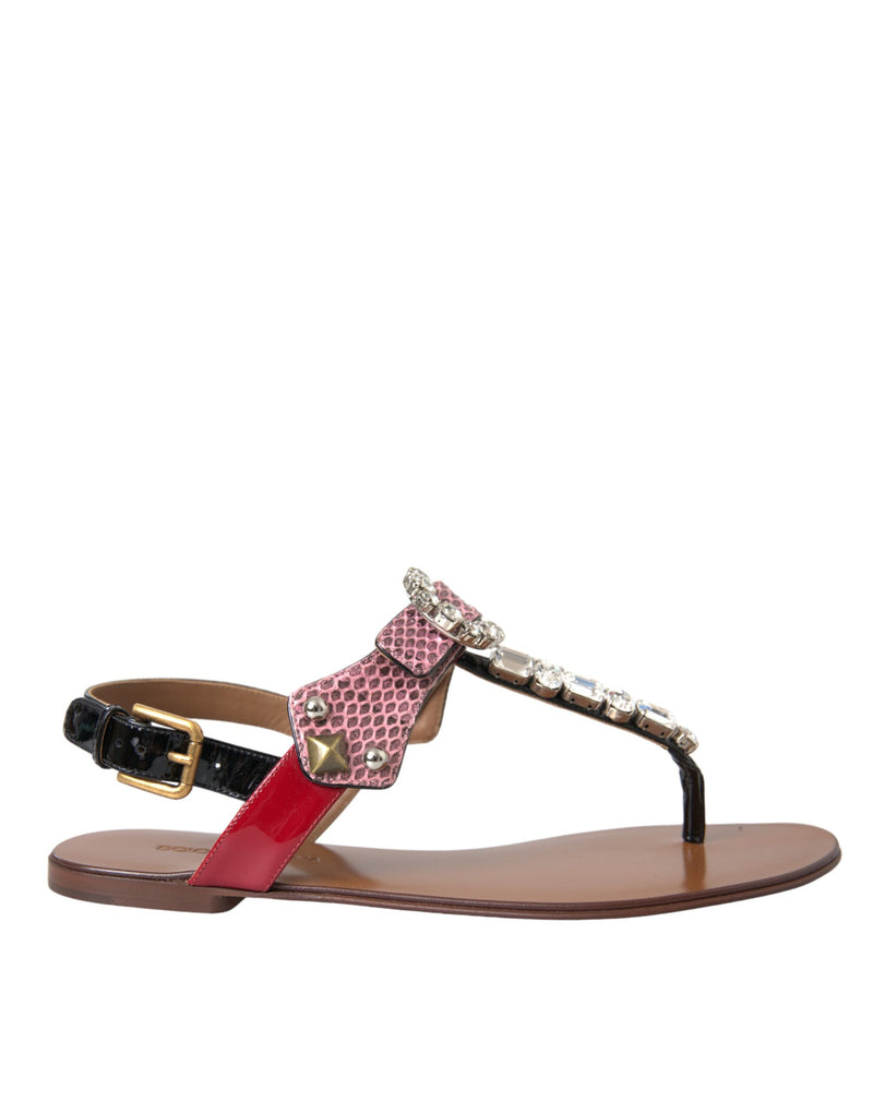 Multicolor Crystal Sandals Flip Flops Shoes-Dolce & Gabbana-LabelTerrace.com