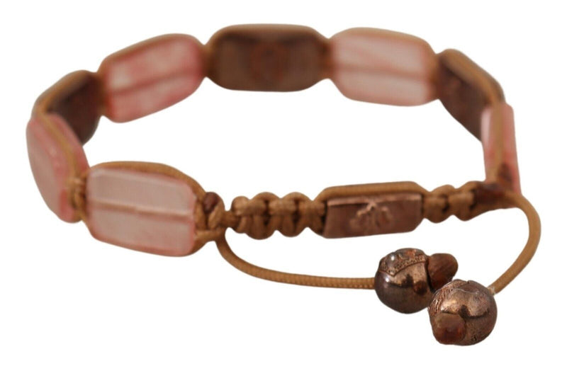 Multicolor Crystals Logo Embellished Adjustable Bracelet-Nialaya-LabelTerrace.com