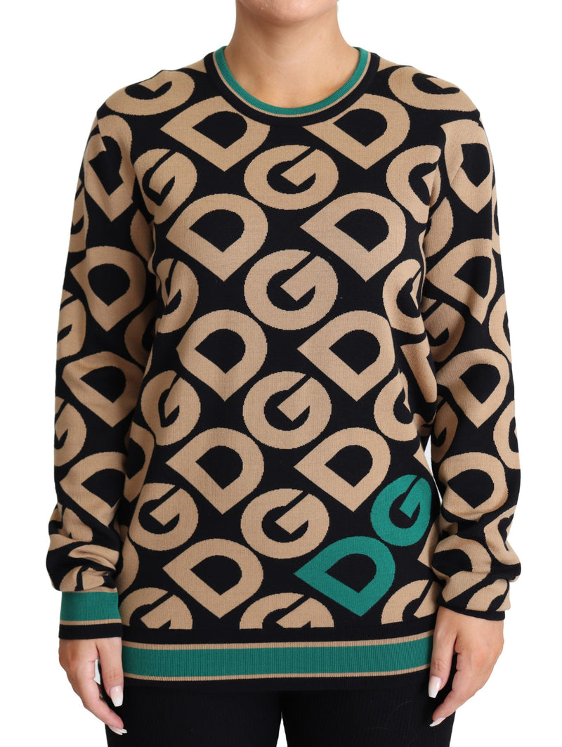 Multicolor DG Mania Wool Crewneck Pullover Sweater-Dolce & Gabbana-LabelTerrace.com