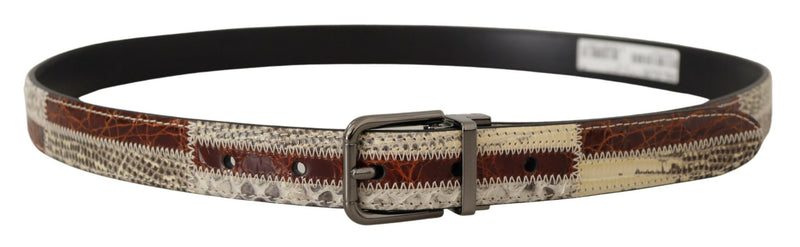 Multicolor Exotic Leather Patchwork Metal Belt-Dolce & Gabbana-LabelTerrace.com