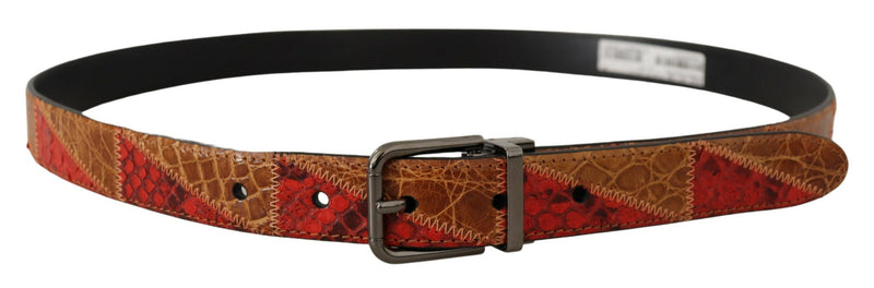 Multicolor Exotic Vintage Chrome Buckle Belt-Dolce & Gabbana-LabelTerrace.com