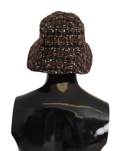Multicolor Fabric Woven Wide Brim Bucket Hat