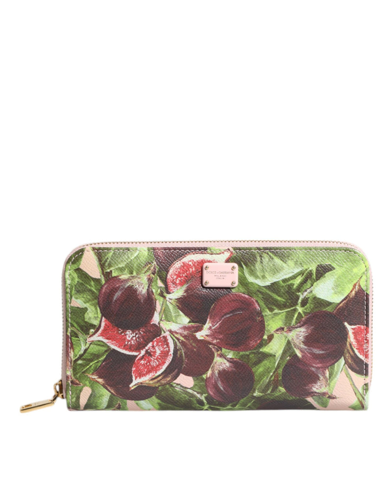 Multicolor Fig Fruit Dauphine Leather Zip Around Continental Wallet-Dolce & Gabbana-LabelTerrace.com