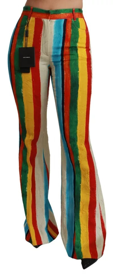 Multicolor Flared Riga Pittorica Pants-Dolce & Gabbana-LabelTerrace.com