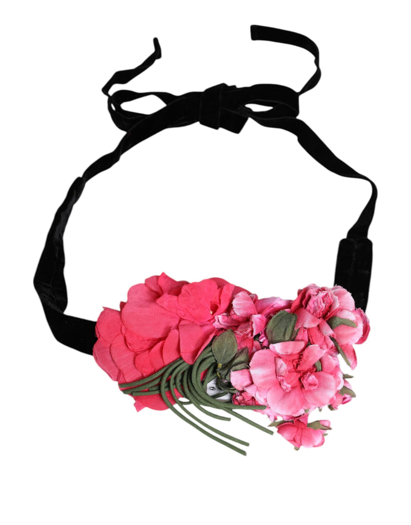 Multicolor Floral Applique Detail Tie Belt-Dolce & Gabbana-LabelTerrace.com