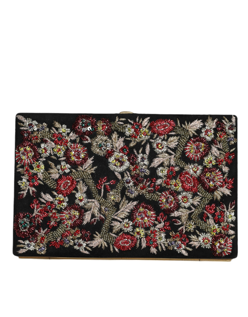 Multicolor Floral Gold Frame Clutch Evening Purse Bag-Dolce & Gabbana-LabelTerrace.com