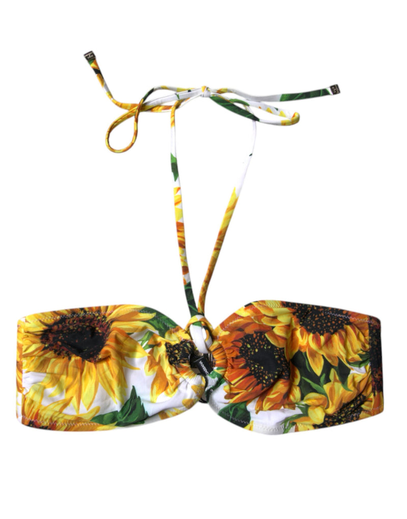 Multicolor Floral Halter Beachwear Bikini Top Swimwear-Dolce & Gabbana-LabelTerrace.com
