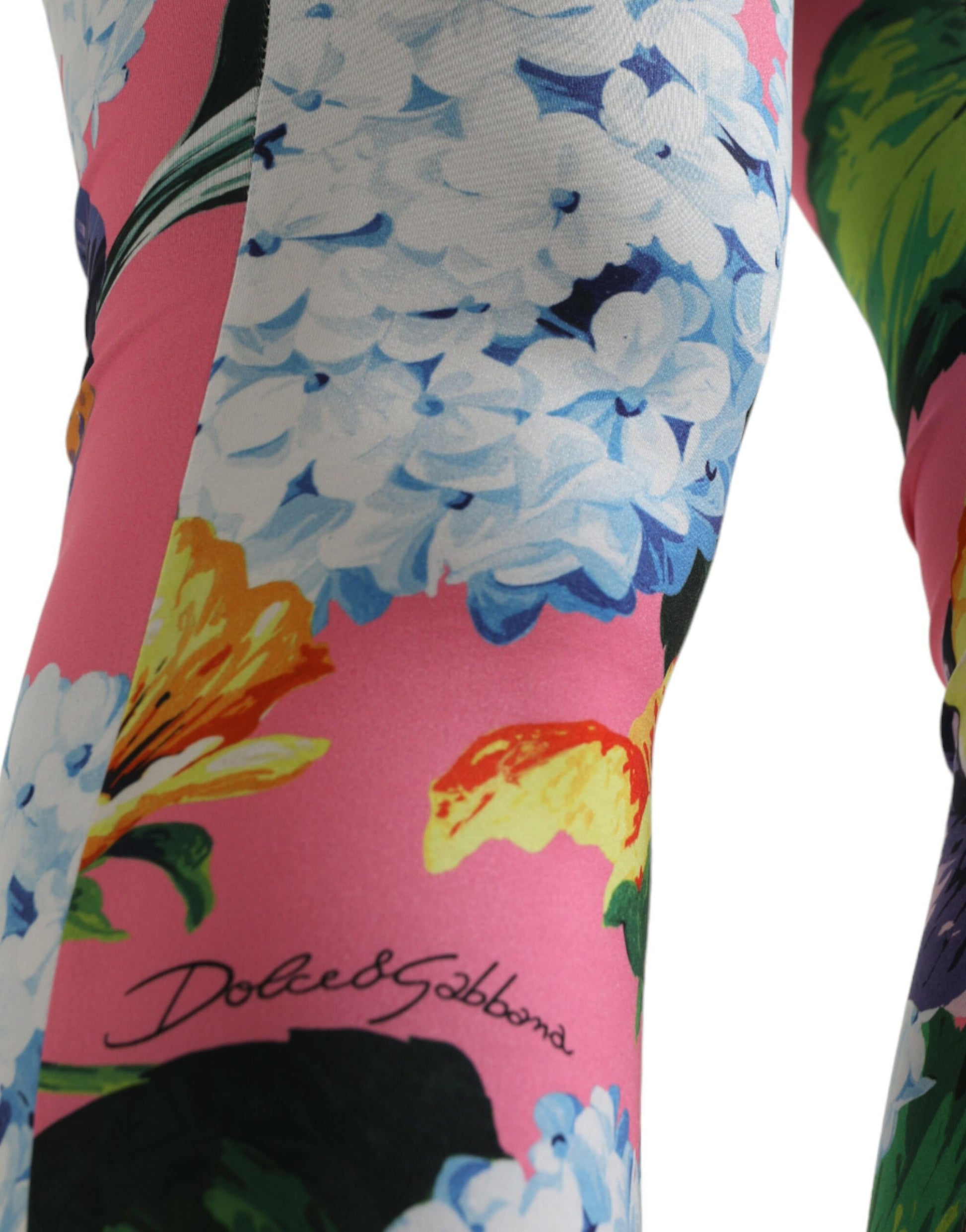 Multicolor Floral High Waist Leggings Pants-Dolce & Gabbana-LabelTerrace.com