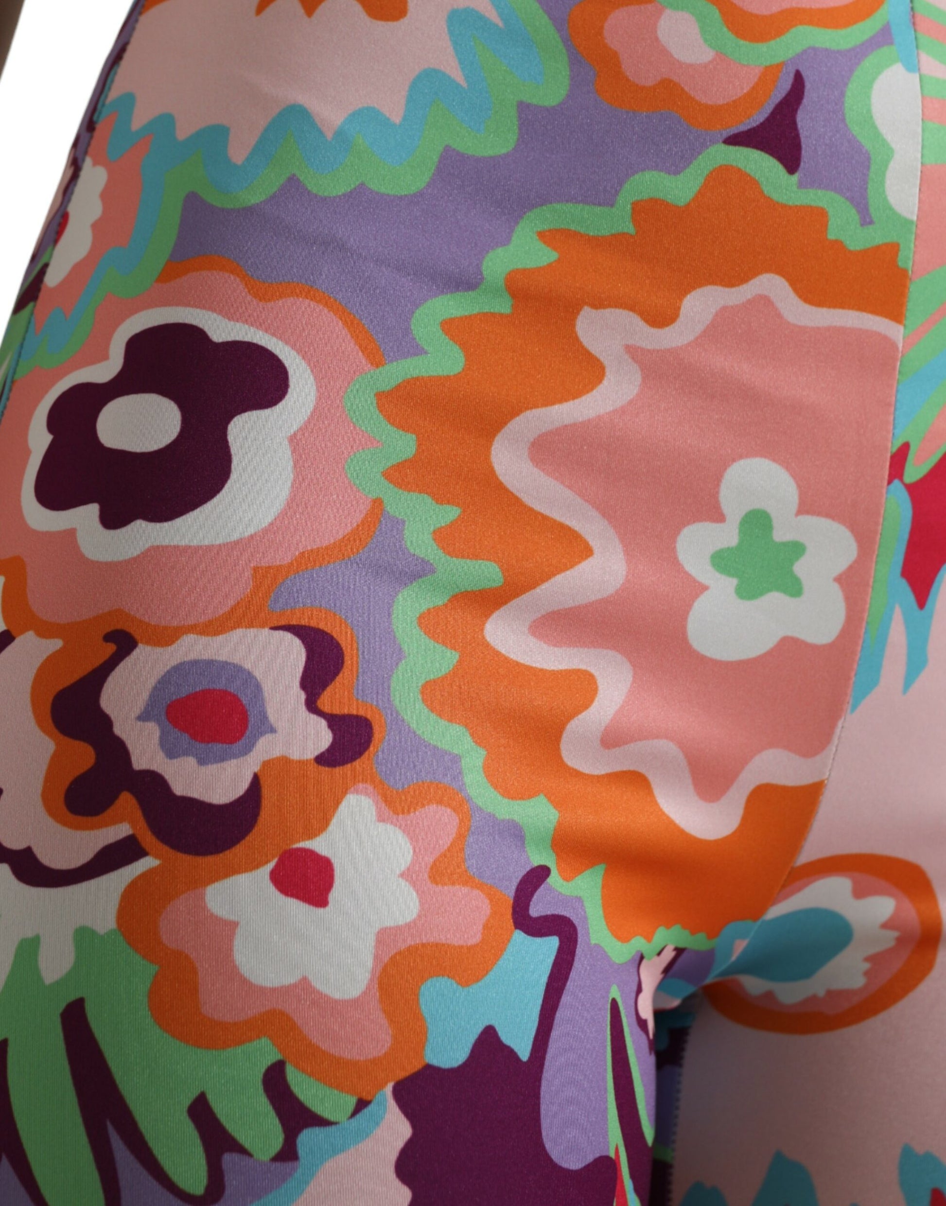 Multicolor Floral High Waist Leggings Pants-Dolce & Gabbana-LabelTerrace.com